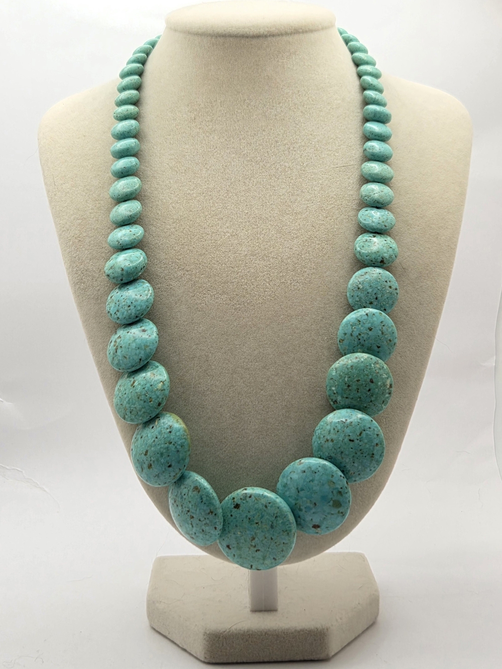 Jay King Mine Finds Sterling Silver DR 925 Turquoise Disc Bead Necklace 22"